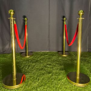 Gold Stanchion and Red Velvet Rope (Bollard)