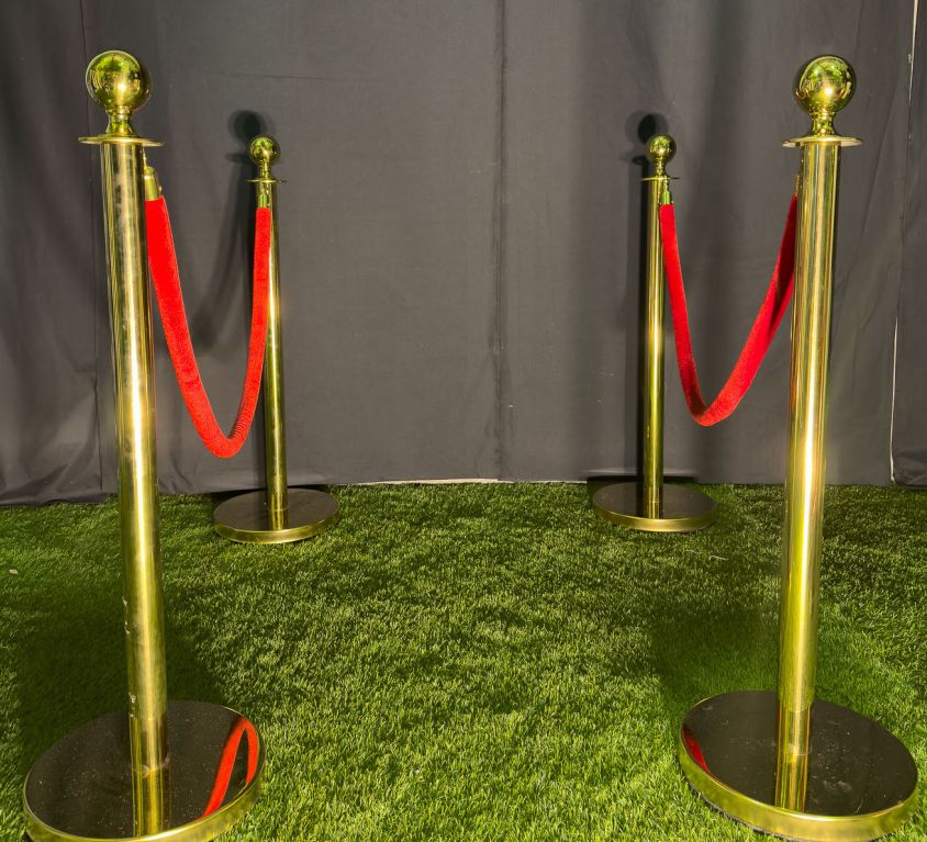 Gold Stanchion and Red Velvet Rope (Bollard)
