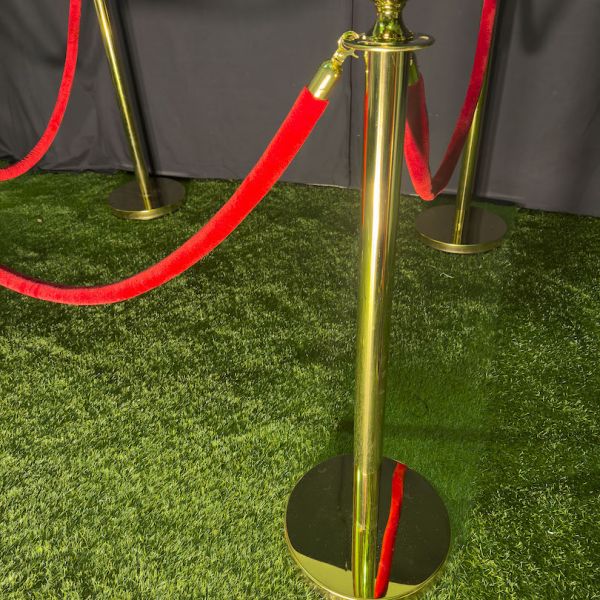 Gold Stanchion and Red Velvet Rope (Bollard)