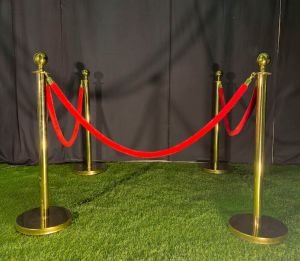 Gold Stanchion and Red Velvet Rope (Bollard)